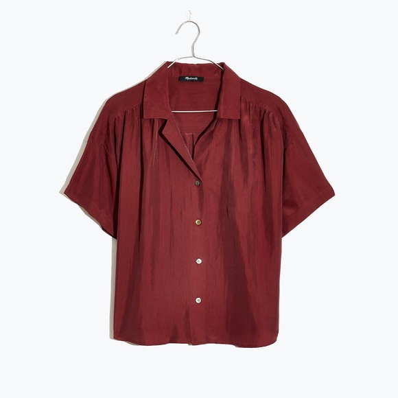 Madewell Tops - NWT Madewell Silk Camp Shirt Burgundy Sz S